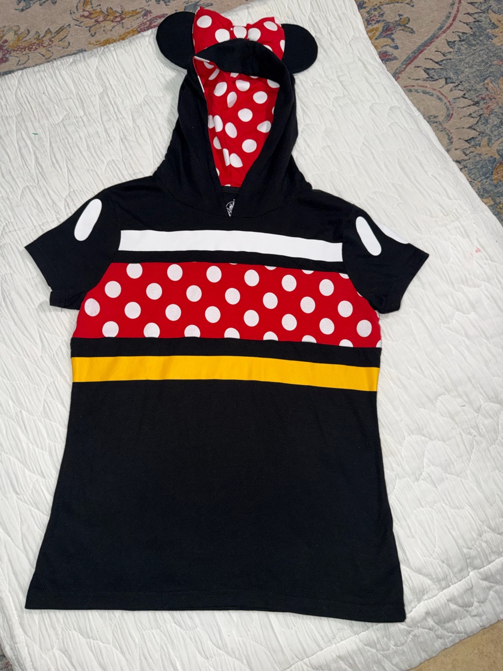 Disney Black Red Yellow Polka Dot Short Sleeve Tee